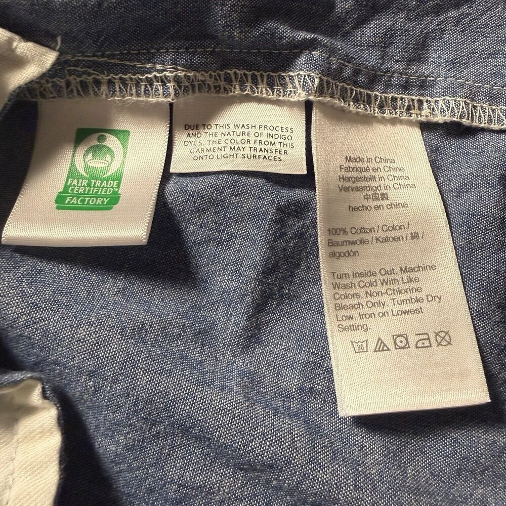 J.Crew Denim Chambray Shift Dress Size XL 100% Cotton Sleeveless Jumper Pockets - Picture 7 of 8